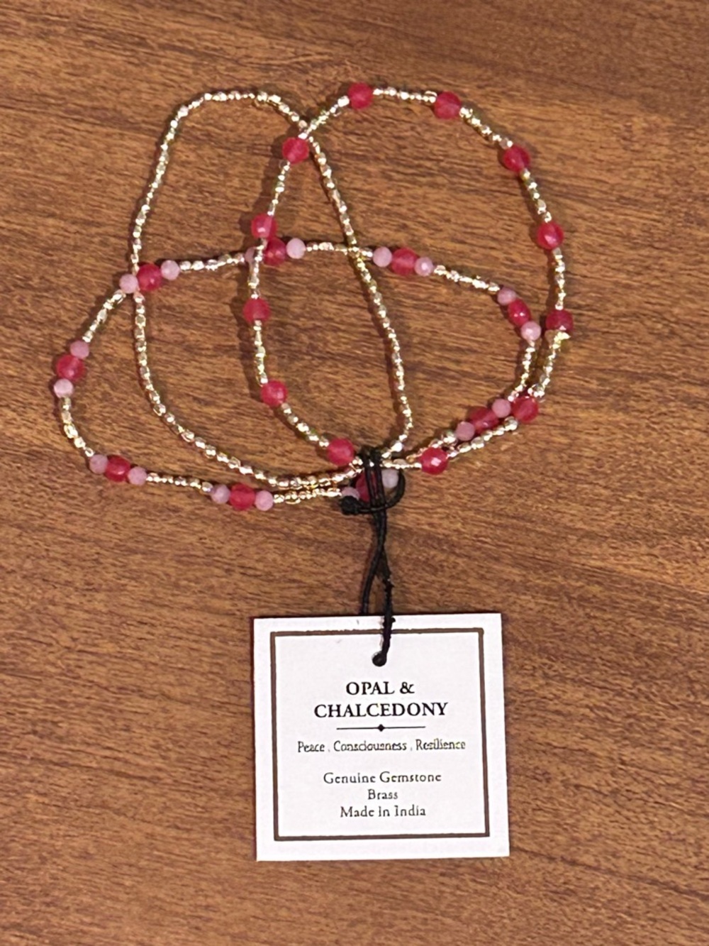 SHIVAM Made In India Set Of 3 Opal And Genuine Calcedony Gemstone Bracelet Trio